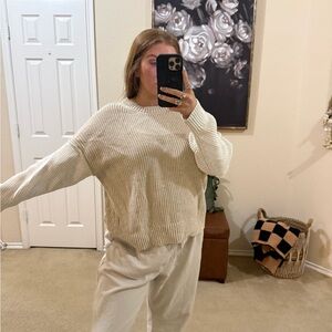 American Eagle Outfitters Cream Crew Neck Sweater